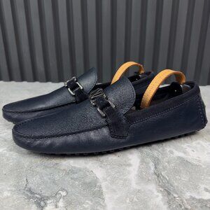 Louis Vuitton Hockenheim Moccasin Gray Taiga Leather 9.5 LV 10.5 US or 43.5 EUR